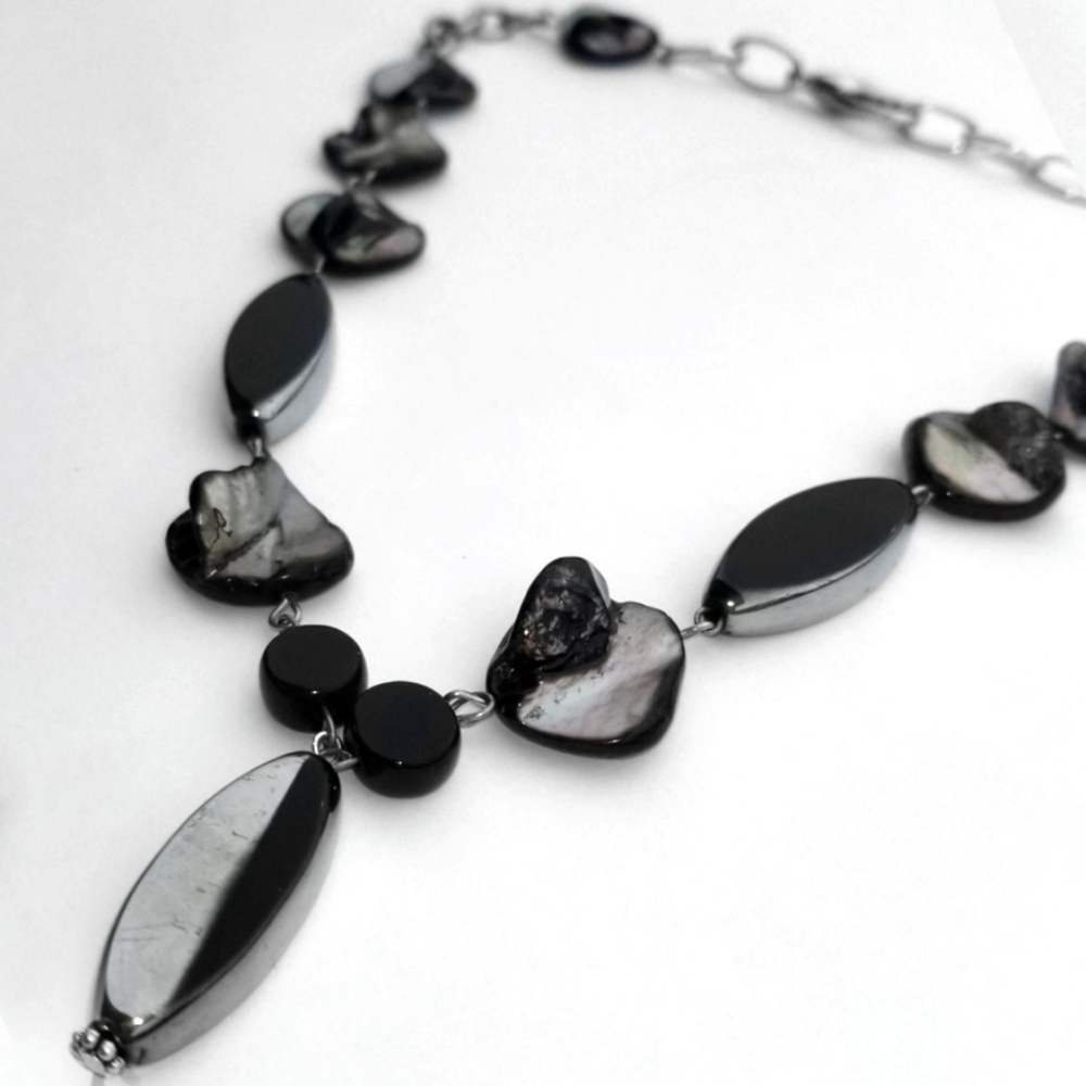 Black & Silver Shell Necklace